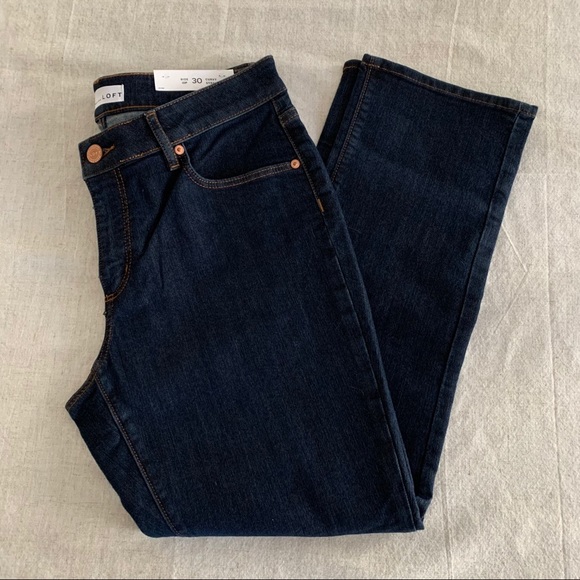 LOFT Denim - LOFT Dark Wash Curvy Straight Petite Jeans